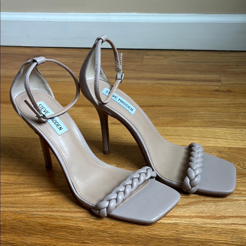 Steve Madden Tan Heels with Braided Strap
